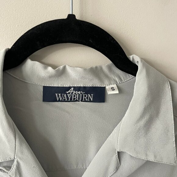 Vintage Ann Wayburn Long Sleeve Side Slit Casual Button Down Shirt Gray Small - Picture 7 of 8